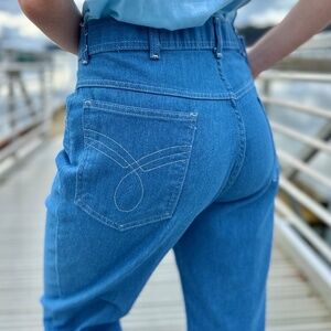 Vintage Retro Blue Denim Pants Size 34x29